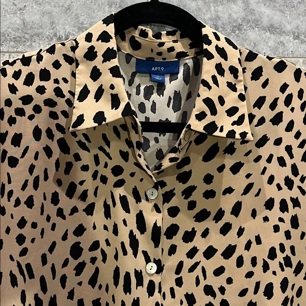 Apt 9 Leopard Button-Up Shirtdress with Tie-Belt – Medium – Leopard - Picture 4 of 8